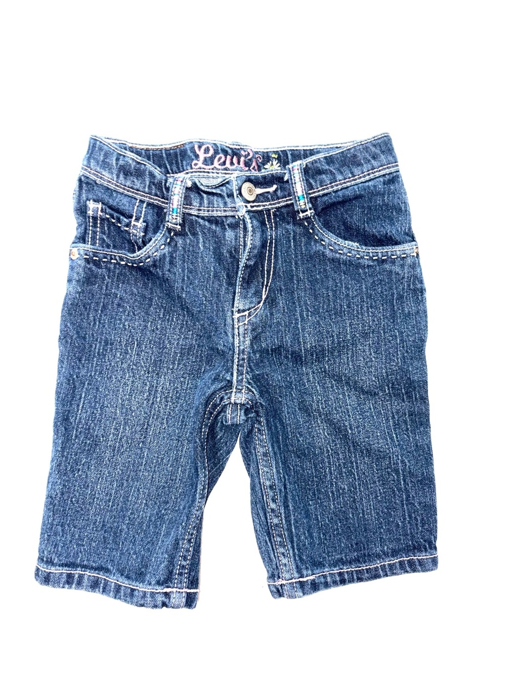 Levi's Girls Dark Blue Denim Knee-Length Shorts